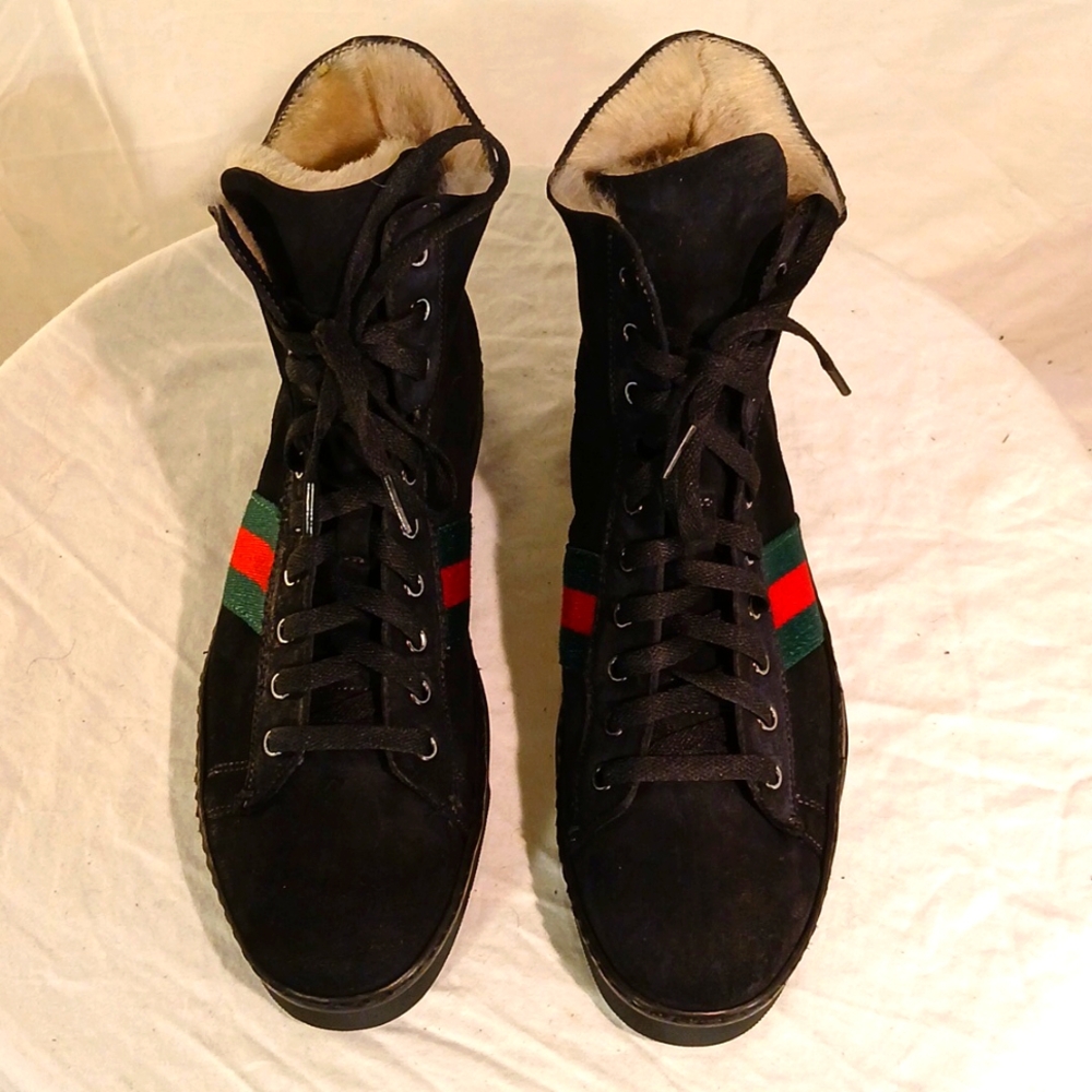 🔥 🔥 Like New Gucci Black Suede & Fur High Top Booties - Picture 10 of 16